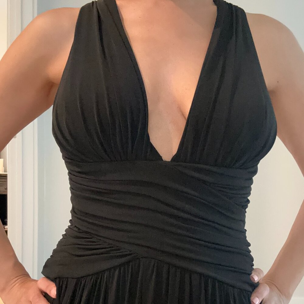 Marilyn Monroe inspired black halter maxi dress